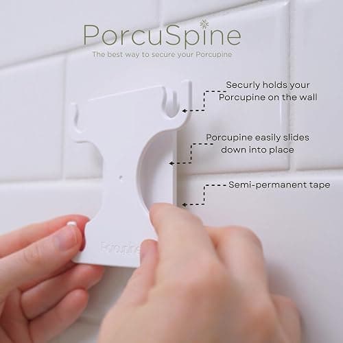 Porcupine Shower Wall Hair Catcher, Modern Silicone Design Collects & Conceals Hair in Bathroom, Prevents Clogged Drains, Reusable, Removable, Easy to Clean, Heavy Duty Hanger Included (Dusty Pink) thumbnail 4