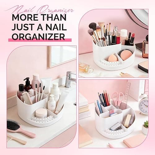 MelodySusie Nail Art Tools Storage Box, Sturdy Large Capacity and Compatible with 3/32" Nail Drill Bits, Nail Drill Holder for Nail Station,Salon & Home, Mothers Day Gifts, White thumbnail 7