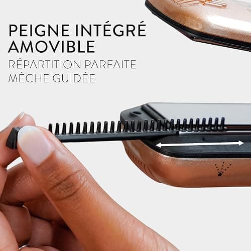 Demeliss SAINT ALGUE Lisseur Vapeur TITANIUM - Plaques Titane - Vapeur Ultra Puissante - Réservoir XL 40ml Intégré - Peigne Amovible - Lissage Tous Types de Cheveux - 5 Températures - Professionnel thumbnail 4