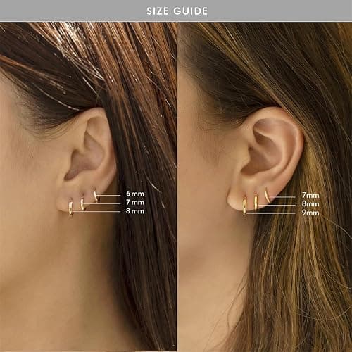 Small Gold Hoop Earrings Lightweight: Hinged Huggie Hoop Earrings for Lobe Cartilage Helix Tiny Hoops Earrings in Silver Black for Women Men thumbnail 6