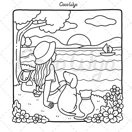 Girl Moments: Coloring Book for Adults and Teens Featuring Cute Cozy Daily Activities for Relaxation (Cozy Spaces Coloring) thumbnail 6