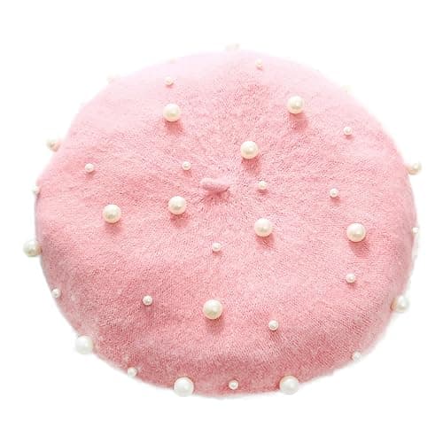 ZARSIO Women Beret Pearl Elegant Sweet Artist French Style Beret Beanie Cap thumbnail 2