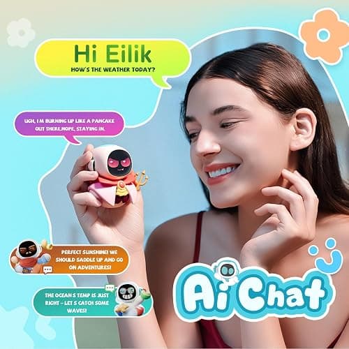 ENERGIZE LAB Eiliko Aquamarine - Your Tiny AI Charm Robot That Matches Every Daily Outfit, Fun Electronic Pendant Toys, for Couples and Best Friends. thumbnail 4