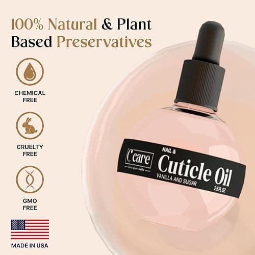 C CARE Vanilla & Sugar Cuticle Oil For Nails - Repairs Cuticles Overnight - Moisturizes and Strengthens Nails and Cuticles - Dropper & Brush included - 2.5oz thumbnail 2