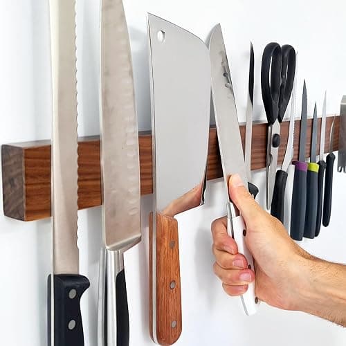 Premium 24 Inch (Large Size) Dark Walnut Wood Magnetic Knife Holder – Professional Wooden Magnetic Knife Strip - Space-Saving Knife Rack/Knife Bar With Powerful Magnetic Pull Force (Upgraded Version) thumbnail 9