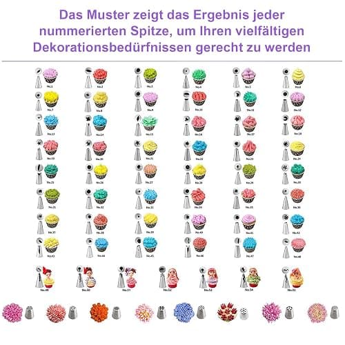 Torten Zubehör Set, 137-teiliges, mit Drehteller Tortenplatte Drehbar, Edelstahl und PP-Material, Lnklusive Kuchenschaber, Spritztüllen Set Cake Decorating Turntable für Anfänger und Profis(Lila) thumbnail 7