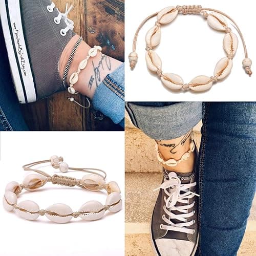 Starain 2Pcs Shell Necklace Anklet for Women Handmade Adjustable Puka Beach Shell Necklace Set thumbnail 3