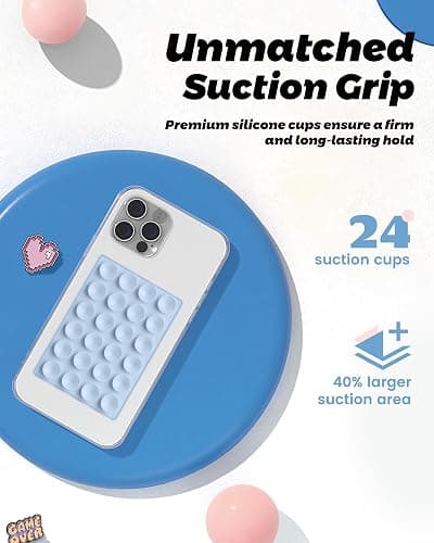 amBand Magnetic Suction Phone Grippy for MagSafe Case, Silicone Cup Sticky Mount for iPhone 12/13/14/15/16 Pro Max/Pro/Plus/Mini, Hands-Free Selfie/Video for TikTok Creator/Influencer, Light Blue - Light Blue thumbnail 4