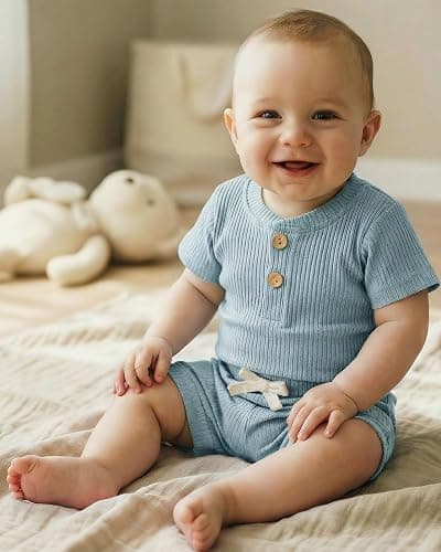Jecson Newborn Boy Clothes Baby Boy Outfits Set Baby Boy Summer Clothes Soft Cotton Short Sleeve Top and Shorts for 0-18M thumbnail 3