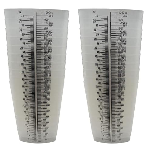 32 oz Graduated Plastic Triangular Container Three-Sided Beaker for Measuring and Mixing (Pack of 20) - Image 1