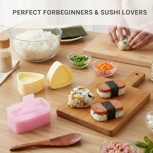 3 Pack Musubi Press Kit with Onigiri Mold，Non-Stick Sushi Maker for Bento Boxes, Kid Lunch & Homemade Musubi (Easy Demold) thumbnail 5