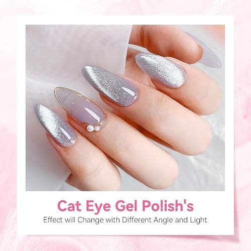 Makartt Universal Silver Cat Eye Gel Polish: Sparkle Glitter Nail Polish Holographic Magnetic Gel with Magnet DIY at Home for Beginner Easy to Use Nail Art Design Manicure 10ml thumbnail 2