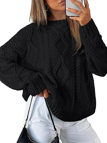 Trendy Queen Women's Oversized Cable Knit Sweaters 2026 Fall Outfits | Quiet Luxury Style, Chunky Knit Texture, Winter Holiday Outfit, Easy Layering Piece, Fall Fashion Staple - Image 1