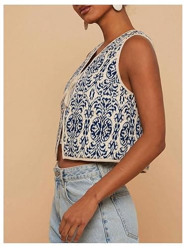 GORGLITTER Women's Floral Tie Front Cardigan Western Vest Country Concert Rodeo Cowgirl Outfits Trendy 2025 thumbnail 4