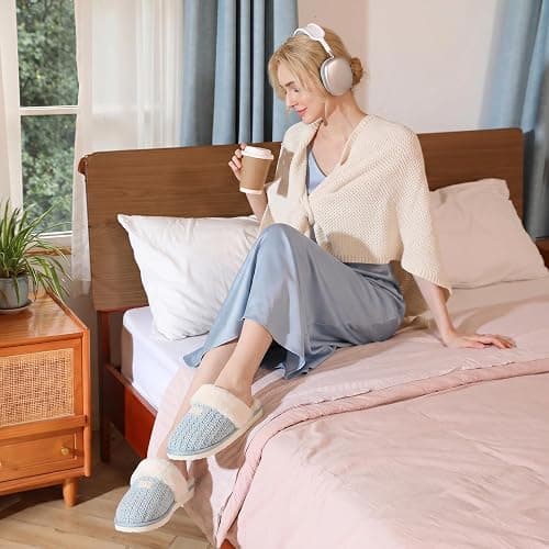 OOW Cozy House Slippers for Women with Memory Foam Soft Warm Fuzzy Slippers Women Home Womens Slipper Shoes for Indoor thumbnail 5