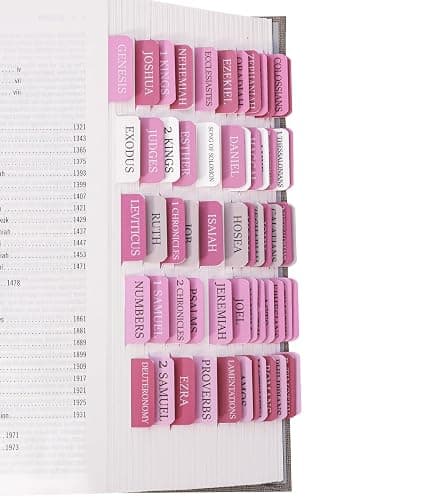 Pink Bible Tabs for Women & Men, Laminated Bible Tabs for Study Bible, Boho Theme Bible Tabs for Easy Navigation, Simplify Your Bible Reading Experience with Easy-to-Use Indexing Tabs - Image 1