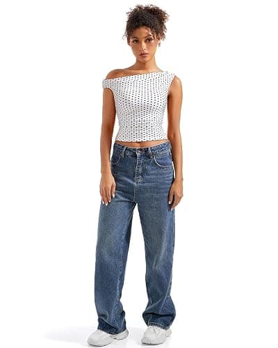 SUUKSESS Women Off Shoulder Tops Sleeveless Shirts Y2K Going Out Crop Tank Top thumbnail 6