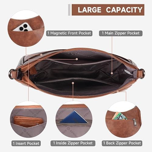 APHISON Trendy Leather Crossbody Purse with Adjustable Strap, Women's Shoulder Handbag thumbnail 4