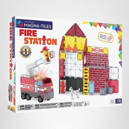 Magna-Tiles Fire Station 50-Piece Magnetic Construction Set, The Original Magnetic Building Brand thumbnail 9