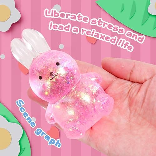 Easter Basket Stuffers,Easter Basket Essentials,4pcs Big Squishy Easter Bunny Stress Balls for Adults,kids,Easter Toys Stress Relief Fidget Balls,Easter party favors for kids,Easter Basket Ideas Gifts thumbnail 5