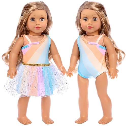 ZITA ELEMENT 11 Pcs American Doll Clothes Dress and Accessories - 5 Sets Doll Outfits + 2 Pairs Shoes thumbnail 8
