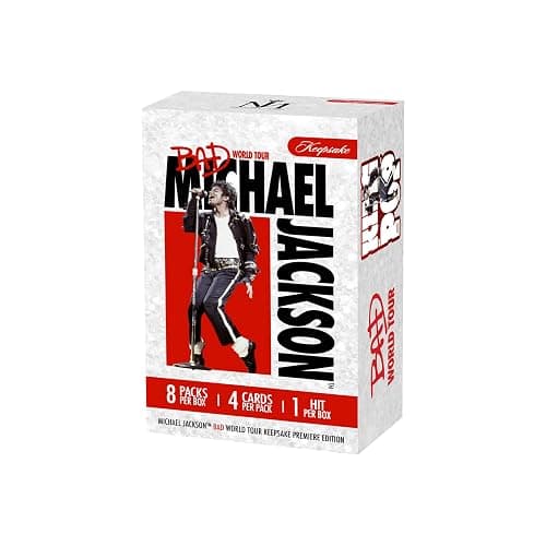 Michael Jackson Bad World Tour Keepsake Premiere Blaster Box Trading Cards | 8 Packs, Authentic Worn Glove Relics, 300+ Card Set, 1/1 Cut Signature Chase, Numbered Parallels - Image 1