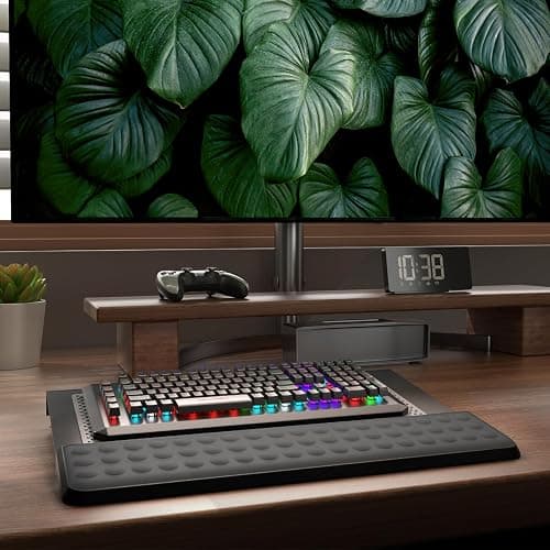 Computer Tilt Keyboard Stand - Acrylic Ergonomic Keyboard Holder for Easy Typing Working, Keyboard Riser with Comfortable Wrist Rest for Keyboard, Office, Home - Fits All Keyboard Sizes thumbnail 2