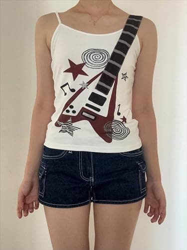 JOLILUNA Whimsy Twee Clothes Whimsigoth Graphic Guitar Top Y2k Grunge Streetwear Emo T Shirt thumbnail 2