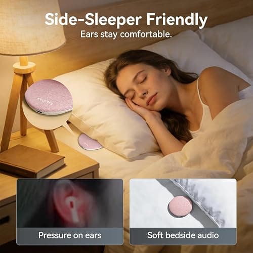 Kinglucky Pillow Speaker for Sleeping, Mini Bluetooth Speaker Under Pillow with Built-in Pink Noise White Noise Sound Machine for Sleeping, Headphone-Free Sleep Speaker for Side Sleeper Pink thumbnail 3