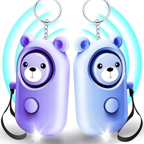 Personal Alarm Safe Sound for Women Kids Elders, 2 Pack Cute 130dB Loud Siren Safety Self-Defense with LED Light, Security Keychain Emergency Alert Alone (Blue+Purple) - Image 1