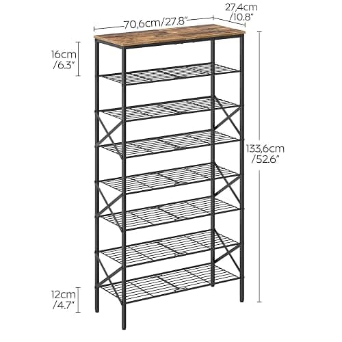 YATINEY 8 Tier Shoe Rack, Shoe Storage Organizer, Large Capacity Shoe Shelf Holds 32 Pairs of Shoes, Sturdy and Stable, for Entryway, Hallway, Closet, Dorm Room, Rustic Brown SS08BR thumbnail 7