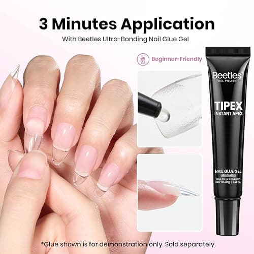 Beetles Tipex Lite Apex Nail Tips,Almond Short, 96pcs 16 Sizes, Pre-Building Pre-Etched Acrylic Nail Tips for Flat Nails & Natural Nail Beds thumbnail 7