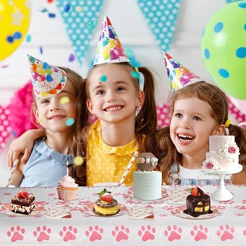Pink Puppy Party Supplies - Includes 20 Paper Plates, 20 Napkins, 1 Tablecloth - Puppy Theme Birthday Decoration thumbnail 5
