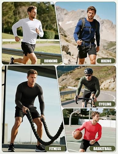 Niksa 1/2 Pack Long Sleeve Compression Shirts for Men, Workout Base Layer Athletic Gym Tops Quick Dry Running Undershirts thumbnail 6