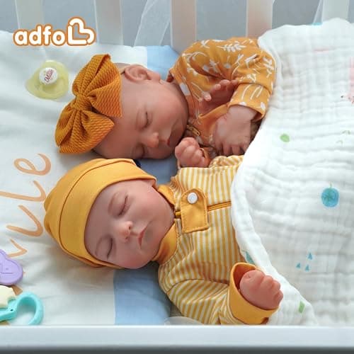 ADFO Lifelike Reborn Baby Dolls Twins, 20 inch Realistic Newborn Real Life Baby Boy Girl Dolls Soft Vinyl Baby Dolls with Clothes and Toy Gift for Kids Age 3+ thumbnail 6