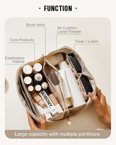 EACHY Travel Makeup Bag,Large Capacity Cosmetic Bags for Women,Waterproof Portable Pouch Open Flat Toiletry Bag Pattern Makeup Bag thumbnail 2