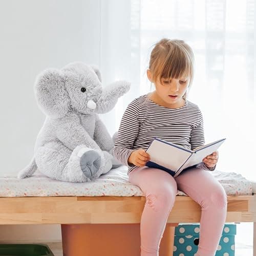 Toys Studio 19.6 Inch Stuffed Elephant Giant Plush Grey Elephant Stuffed Animal for Kids Gift for Girls Birthday Christmas Valentine's Day Themed Party Decorations thumbnail 2