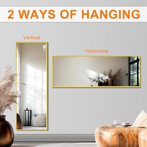 TRAHOME Standing Mirror Full Length Mirror,15" x 56" Large Floor Mirror with Aluminium Frame for Door Bedroom Bathroom Living Room(Gold) thumbnail 6