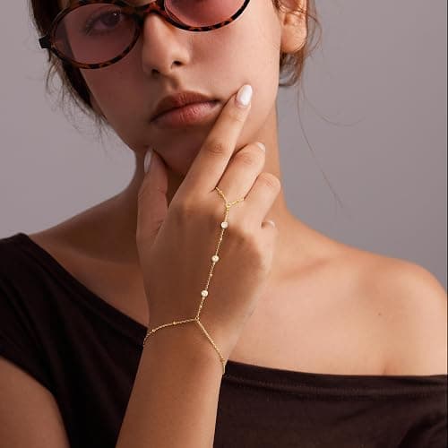 Gold Bracelets for Women Non Tainish,Dainty Bracelets Stack for Women Trendy, Gold Plated Cuff Stackable Bracelets With Beaded Cuban Paperclip Snake Rope Bangle Hand Chain Jewelry Gifts for Women thumbnail 2