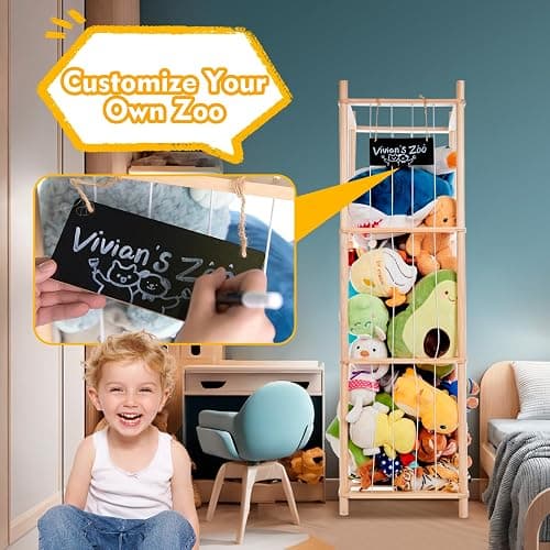 BEINGMATE Care Large Stuffed Animal Storage Organizer, Wooden Stuffed Animal Storage Zoo, Toy Holder, Space Saving Toy Zoo for Kidroom, Playroom, Kid’s Gift, Nature thumbnail 7