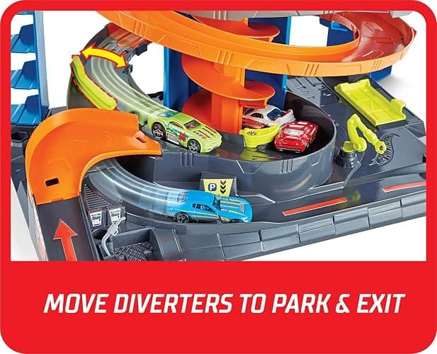 Hot Wheels City Mega Garage Playset with Corkscrew Elevator & Storage for 60+ Cars, Includes 1 Hot Wheels 1:64 Scale Vehicle, Gift for Kids 4 Years Old & Up, HFH03 thumbnail 5