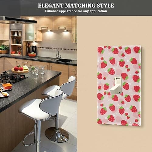 xigua Duplex Outlets Wall Plate Cover, Unbreakable Cute Kawaii Strawberry Electrical Plug Cover, Decorative Cover Standard Size 2 Gang 4.53" x 2.76" Screws Included - 1 Pack thumbnail 5