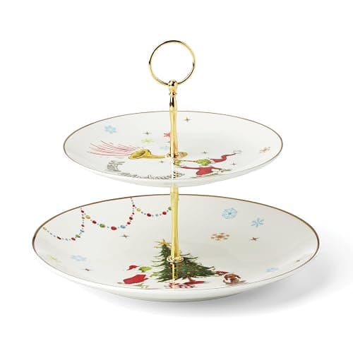 Lenox 897085 Merry Grinchmas Dinnerware 2-Tiered Server, Christmas & Holiday Hosting - Image 1