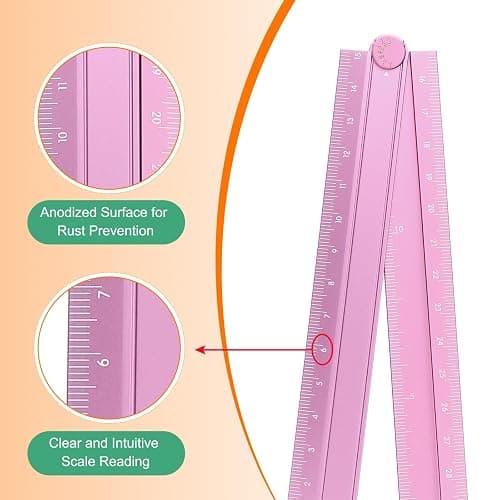 HARFINGTON Folding Straight Ruler 30cm Metric Aluminum Alloy Protractor Foldable Angle Ruler Geometric Measuring Tool with Angle Line for Architects Artists Office, Lotus Pink thumbnail 5
