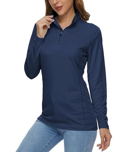 MAGCOMSEN Women's Shirts Long Sleeve 1/4 Zip UPF50+ UV Sun Protection Quick Dry Workout Hiking Athletic Shirts Rash Guard - Image 1