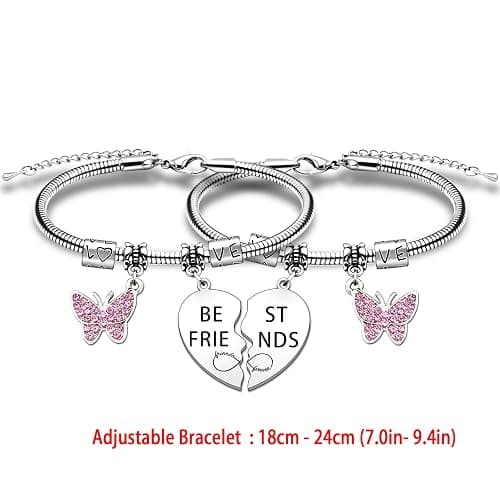 HULALA Matching Heart Best Friend Bracelets Gifts For 2 Women Girls Bff Friendship Birthday Long Distance Christmas thumbnail 2