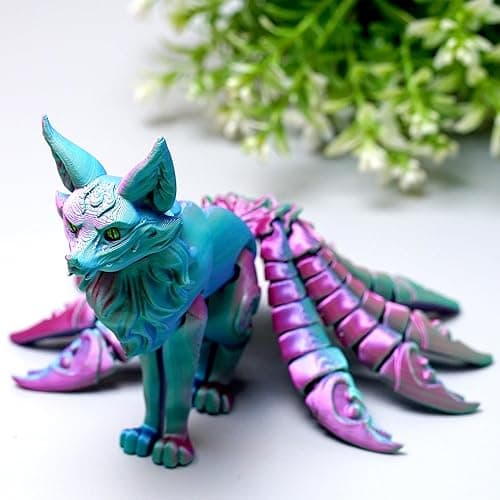 3D Printed Nine tailed fox Model,Flexible Realistic Articulated Animal Fidget Toys,Mystery Figurines Gifts for Easter,Executive Desk Funny Décor and Festival Collectible,Easter Basket Stuffers (PG) thumbnail 7