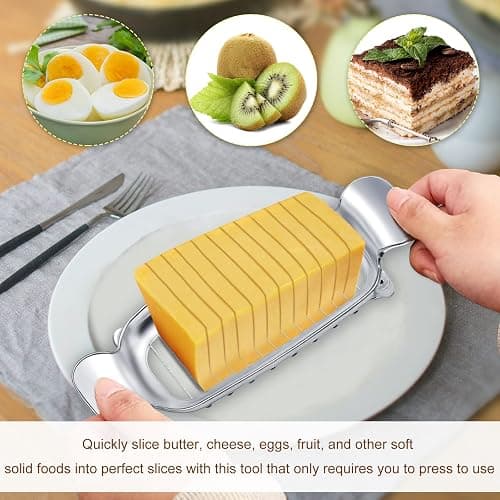 Stainless Steel Cheese Cutter and Butter Slicer - Multifunctional Kitchen Food Tool for Block Cheeses and Butter thumbnail 5