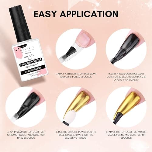 Makartt Gel Top Coat for Chrome Nail Powder - 15ml Clear No Wipe High Gloss Top Coat Gel Nail Polish Mirror Shine Long Lasting Easy Application, Soak off UV Lamp, DIY Home Salon Art Spring Design thumbnail 6