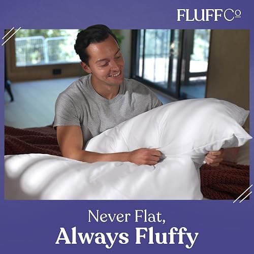 FluffCo Down Alternative Pillows Standard/Queen Size Set of 2 - Queen Bed Pillows for Sleeping - Made in USA - Cooling Surface and Machine Washable for Side, Back, and Stomach Sleepers - Gift for Home thumbnail 5